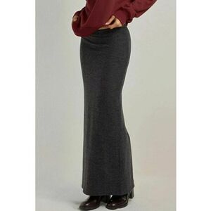 Fusta texturata - talie elastica - gri inchis - tricot imagine