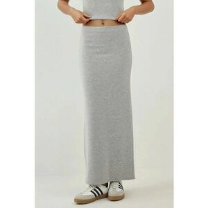 Fuste - fusta texturata moale - talie elastica - gri deschis - tricot imagine