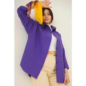 Camasa dama poplin - croiala lejera - bumbac si poliester - Ametist violet - imagine