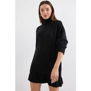 Rochie Set Coordonat - Tricot Texturat - Jerseu - Negru - imagine