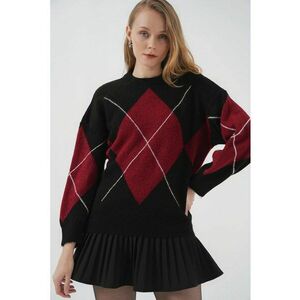 Pulover dama - BigDart - geometric supradimensionat - tricot - Negru - imagine