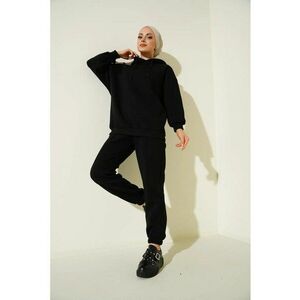 Trening hanorac cu gluga si pantaloni supradimensionati - poliester/lycra - Negru - imagine