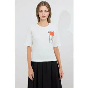 Tricou dama HiCCUP - cu imprimeu - poliester/lycra - alb/portocaliu imagine