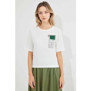 Tricou dama HiCCUP - cu imprimeu - poliester/lycra - alb/verde imagine
