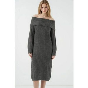 Rochie midi supradimensionata din tricot - Gri carbune - imagine