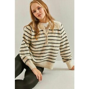 Pulover dama - texturat tricotat - guler rotund - acril-poliester - imagine