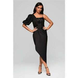 Rochie de seara Maxi asimetrica LA-OM-DLR216 - Negru imagine