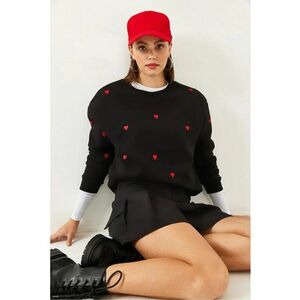 Hanorac dama guler rotund - croiala lejera - negru - bumbac imagine