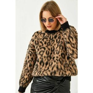 Pulover tricotat - imprimeu leopard - material acril-poliamida-polibutilena - imagine