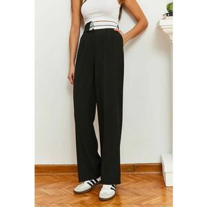 Pantaloni dama - texturati - negru - poliester-viscoza-elastan imagine