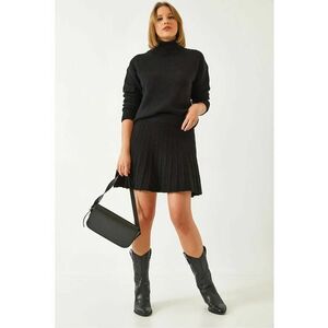 Rochie eleganta - set tricotat - guler inalt - negru - tricot - imagine