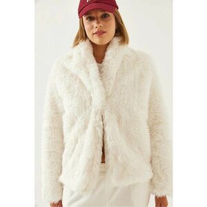 Geaca dama - Blana artificiala - Alb imagine