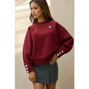 Hanorac dama brodat - visiniu - tricot - croiala lejera imagine