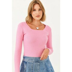 Bluza dama - HiCCUP - mulata - bumbac/poliester/elastan - roz aprins imagine