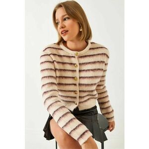 Pulover dama - cardigan scurt - tricot - cu dungi si nasturi - imagine