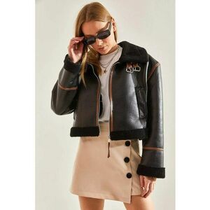 Geaca scurta dama - piele ecologica - negru imagine