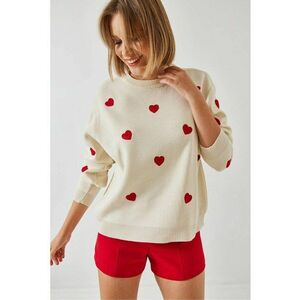 Pulover dama bej - tricot - guler rotund - croiala lejera - imagine
