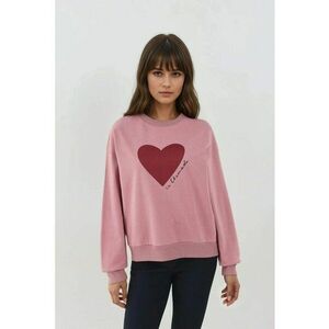 Hanorac dama guler rotund - imprimeu - roz deschis - tricot imagine