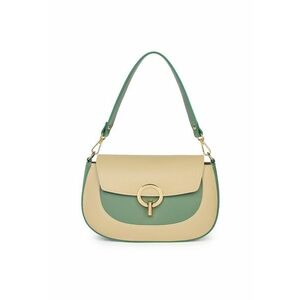 Geanta dama din piele naturala Rosalia crem/verde fistic imagine