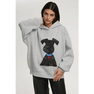 Hanorac dama supradimensionat - imprimeu unic - gri - tricot imagine