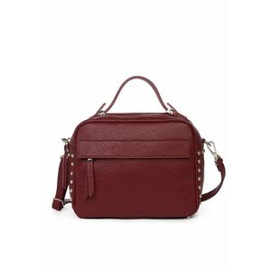 Poseta dama din piele naturala - Visiniu - 18x24x12cm imagine