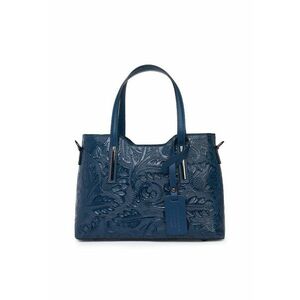Geanta din piele naturala cu model floral Samantha - Bleumarin imagine