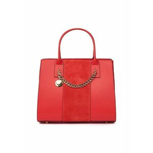 Geanta piele naturala cu doua compartimente Narcisa - Rosu imagine