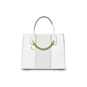 Geanta piele naturala cu doua compartimente Narcisa - Alb imagine