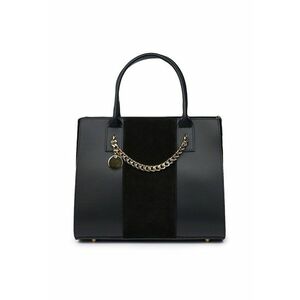 Geanta piele naturala cu doua compartimente Narcisa - Negru imagine