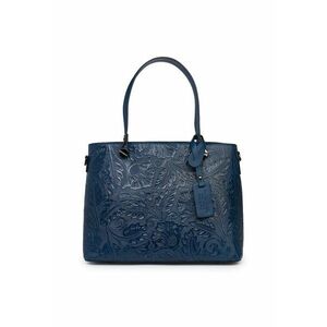 Geanta piele cu model floral Monica - Bleumarin imagine