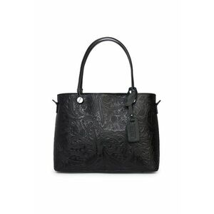 Geanta piele cu model floral Monica - Negru imagine
