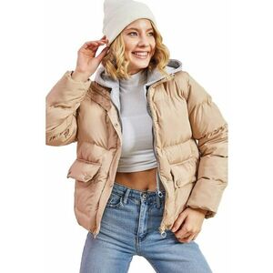 Geaca scurta dama - poliester/bumbac - maro camel imagine