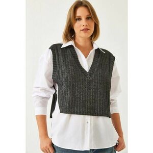 Camasa dama - tricotata texturata - decolteu in V - alb - textil imagine