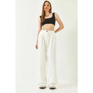 Pantaloni dama - bumbac/poliester/elastan - alb imagine