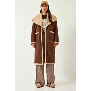 Palton lung dama - poliester - maro scortisoara imagine