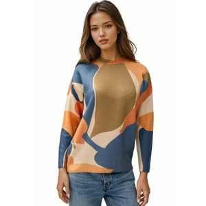 Pulover dama - cu guler rotund - tricot - Portocaliu stralucitor - imagine