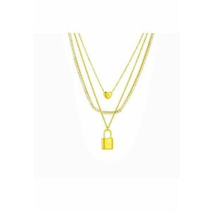 Colier auriu - din otel inoxidabil - suflat cu aur 18k - tennis - in 3 straturi - cu pietre si lacat - Dyveke C1 imagine