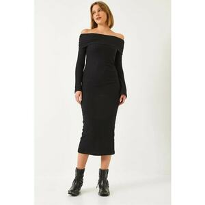 Rochie midi HiCCUP fără bretele - Negru imagine