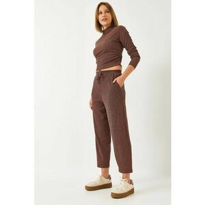 Set HiCCUP cu pulover texturat și pantaloni elastici - Maro imagine