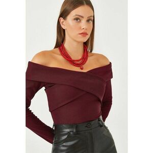 Bluza dama - HiCCUP - fara bretele - texturata - visiniu - poliester imagine