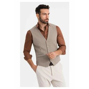 Vesta de costum cu detalii clasice si captuseala OM-BLZV-0142 - Bej imagine
