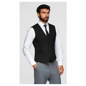 Vesta de costum cu detalii clasice si captuseala OM-BLZV-0142 - Negru imagine