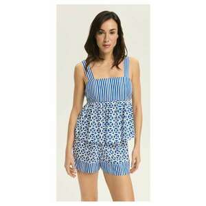 Pijama dama albastra - viscoza - maneca scurta - pantaloni scurti - set imagine