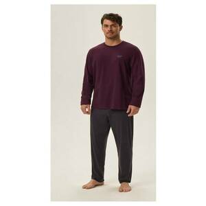 Pijama barbati Hoax - bumbac - violet-gri - maneca lunga - pantaloni lungi - set bluza si pantaloni imagine