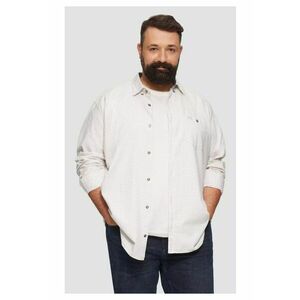 Camasa barbati big sizes - cu maneca lunga si imprimeu in carouri - Regular fit - Alb imagine