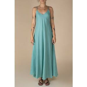 Rochie lunga A line din in Aqua imagine