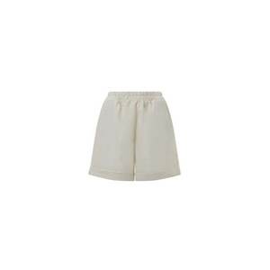 Pantaloni scurti din amestec de in cu talie elastica - Crem imagine