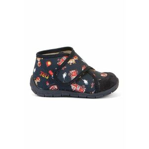 Ghete cu inchidere velcro - imprimeu si garnitura din piele intoarsa - Albastru ultramarin imagine