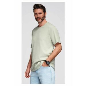 Tricou cu textura tip waffle si decolteu rotund OM-TSCT-0197 - Verde fistic imagine