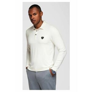 Tricou polo cu maneci lungi cu nasturi eleganti cu logo-ul marcii OM-POLS-0139 - Alb murdar imagine